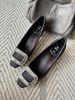 2026 New Luxury Black Satin Rhinestone Square Buckle Block Heel Pumps, Women Square Toe Slip On Elegant Dress Heels For Office Party Wedding_vogvips.com