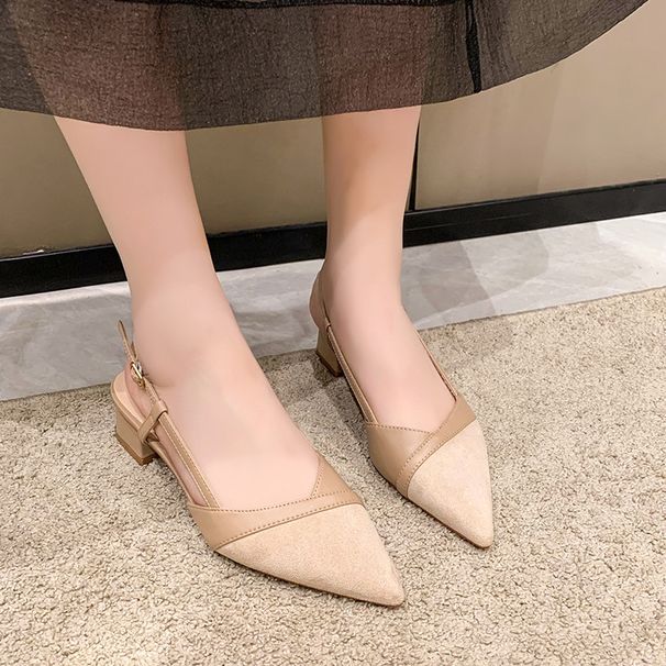 Sandals Pointed Toe With Nude High Heels Women S New Summer Chunky Shoes_vogvips.com