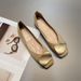 Shallow Mouth Single Shoes For Women, Korean Style, Spring New Metal Buckle, Comfortable Slip-On Square Toe Flat Shoes,_vogvips.com