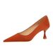 1961-6 Korean Style Spring And Autumn Fashion Simple Versatile Heels Wine Glass High Heel Shallow Mouth Pointed Toe_vogvips.com