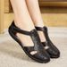 36-42 Size Cross-border Large-size Sandals With Closed Toe, Soft Sole, Lightweight, Velcro Fastening, Flat Beach Shoes,_vogvips.com