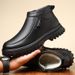 European Warm Series 2025 Winter Season New Leather Men's Cotton Shoes With Fleece Lining Warm Snow Martin Boots_vogvips.com
