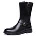 Martin Boots Leather Boots For Men, Extra Large Men's Boots, Side Zipper Motorcycle Long Boots, High-Top Boots, Size 48_vogvips.com
