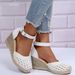 Women's Shoes Spring And Summer New Large Size Braided Rope Wedge Sandals_vogvips.com