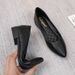 Work Shoes, Women's Single Shoes, All-season Professional Work Pointed-toe Coarse-heeled Leather Shoes, Large-sized Manufacturer_vogvips.com