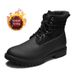 Men's Genuine Leather Combat Boots - Winterproof Unisex Martin Boots With Faux Fur Lining, Slip-Resistant Outdoor Work Boots For All Seasons_vogvips.com