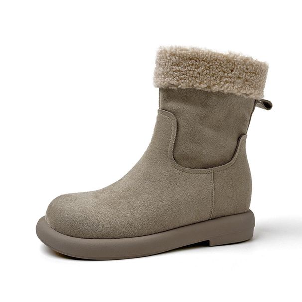 6CM Height Increase Warm Lamb Wool Thick Sole Short For Women Outdoor Wear 2025 New Casual Versatile Side Zipper Snow_vogvips.com