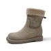 6CM Height Increase Warm Lamb Wool Thick Sole Short For Women Outdoor Wear 2025 New Casual Versatile Side Zipper Snow_vogvips.com