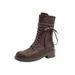 Old Style British 2024 Runway Martin Square Toe Lace-up Chunky Heel Large Size 41-43 Motorcycle Boots For Women_vogvips.com