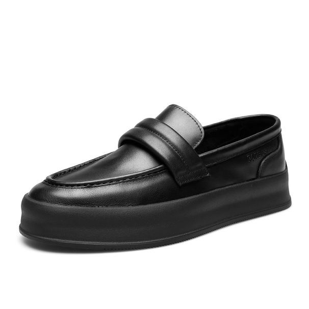 European Style Loafers For Men Summer New Slip-On Driving Genuine Men's Trendy Moccasins Thick Sole Leather Shoes_vogvips.com