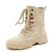 Canvas Martin For Women 2025 New Summer Outdoor Genuine Leather Breathable Hiking Shoes Desert Thick Sole Short Boots_vogvips.com