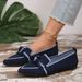 Manufacturer Wholesale New Women's Spring Autumn Pointed Toe Slimming Flat Slip-On Casual Butterfly Knot Shoes_vogvips.com