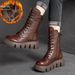 Winter New All-in-one High Top Belt Buckle Muffin Bottom Brown Single Boots_vogvips.com