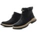 Men's Steel Toe Safety Boots, Anti-Smashing Side Zipper Work Boots, Microfiber Leather Upper, Rubber Sole, Ideal For Construction & Factory Workers_vogvips.com