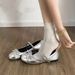 Silver Light Mouth Ballet Flat Shoes Women's Skirt French Round Head Mary Jane Shoes_vogvips.com