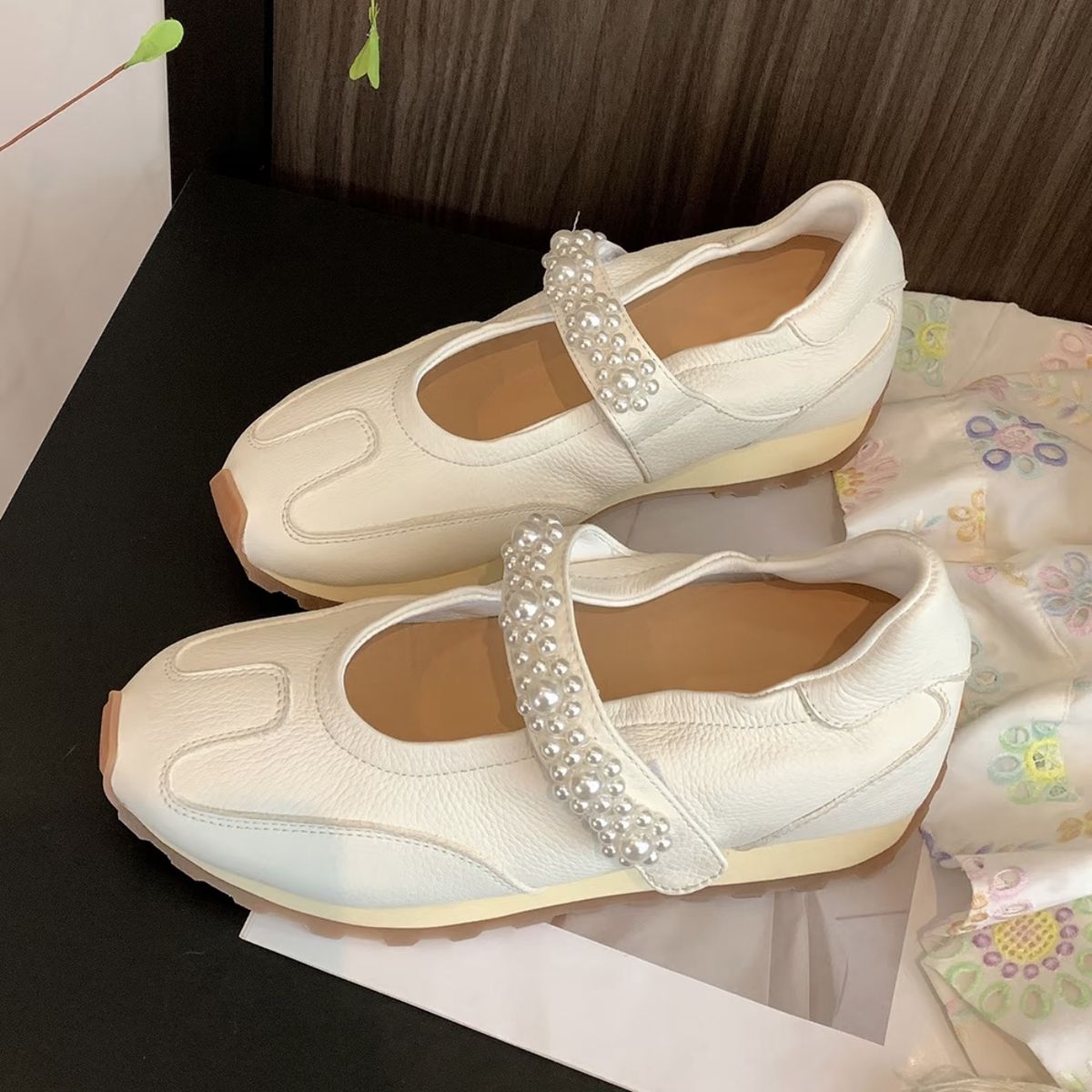 7CM~ Thick-soled Height-increasing Ballet For Women, Pearl Strap Mary Jane Shoes, Women's Sporty Sneakers, Flat Shoes_vogvips.com