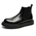 Chelsea Boots Men's Pleated Design Mid-top Leather Shoes Retro Low-top Martin Boots Tide_vogvips.com
