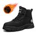 Men's Winter Work Boots - Leather High Top Ankle Boots With Warm Fleece Lining, Non-Slip PVC Sole For Outdoor & Casual Wear_vogvips.com