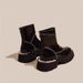 Womens Shoes High-quality Zippered Womens Boots Autumn Round Toe Solid Short Bucket Middle Heel Waterproof British Boots Square-toed Chelsea Boots_vogvips.com