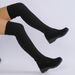 Winter Women's Slimming Wedge Over The Knee Boots Plus Size Thick Sole Knitted Platform Sock Boots_vogvips.com