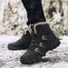 Autumn And Solid Color Flat Heel Casual Black Winter Lace Up Hiking Men's High Top Round Toe Cotton Sho For_vogvips.com