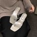 Grape Mom's French Style Square Headed Slippers For Women, 2025 New Summer, Candy Colored Flat Bottomed Toe Sandals_vogvips.com