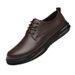 Leather Shoes Men's Dress Leather Shoes Round Head Tide Lace-up Casual Shoes_vogvips.com