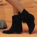 Retro Plus Size Suede Pointed Toe Fashion Boots For Women Tassel Wedge Heel Pleated Slouch Short Western Autumn_vogvips.com