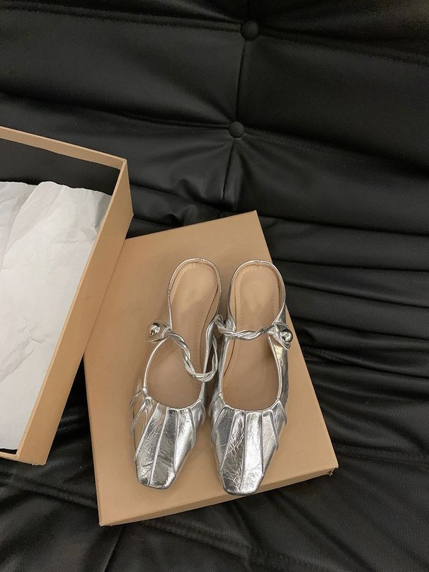 Flat-bottomed French-tyle Cloed-toe Mule, Fairy Hoe For Outdoor Wear, 2025 New Ummer Niche Ilver Mary Jane_vogvips.com