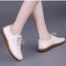 Lace Up Flat Sole Women's Handmade 2025 Autumn Edition Round Toe Soft Leather Casual Black Sports Shoes_vogvips.com