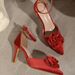 High Heels Red Roses Decorated Stiletto Pointed Fashion Casual Sexy Women S Shoes_vogvips.com
