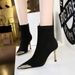 Women's Shoes Banquet Light Luxury Women's Boots Slim Pedicure Short Boots Suede Metal Head Winter Short Boots_vogvips.com