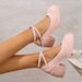 Women's Plus Size Round Toe High Heeled Mary Jane Shoes Autumn Cross Strap Chunky Heel Single Shoes For Comfortable Walking_vogvips.com