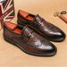 Euro Step Men's Brogue Leather Summer Breathable Korean Style Business Casual Hollow Out Suit Wedding Groom Shoes Formal Horsebit_vogvips.com