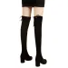 artificial Suede Autumn Zipper Elastic Knee Boots Womens Lace High Heels Black Botas Drone 240911_vogvips.com