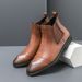 New Fashion Chelsea Boots Men's Pointy Toe Retro Boots British Men's Boots Leather Boots Leather Shoes_vogvips.com