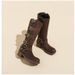 Suede Cow Retro Knight Boots High Waist Belt Buckle Brown Western Cowboy Shoes For Women Not Over The Knee_vogvips.com