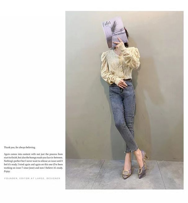 Women's Light Luxury Square Buckle High Heels Women's Stiletto Black Work Shoes Pointed Toe Single Shoes Autumn New_vogvips.com