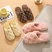 Autumn Winter Plush Simple Plaid Indoor Floor Couple Warm Cotton Slippers Dormitory_vogvips.com