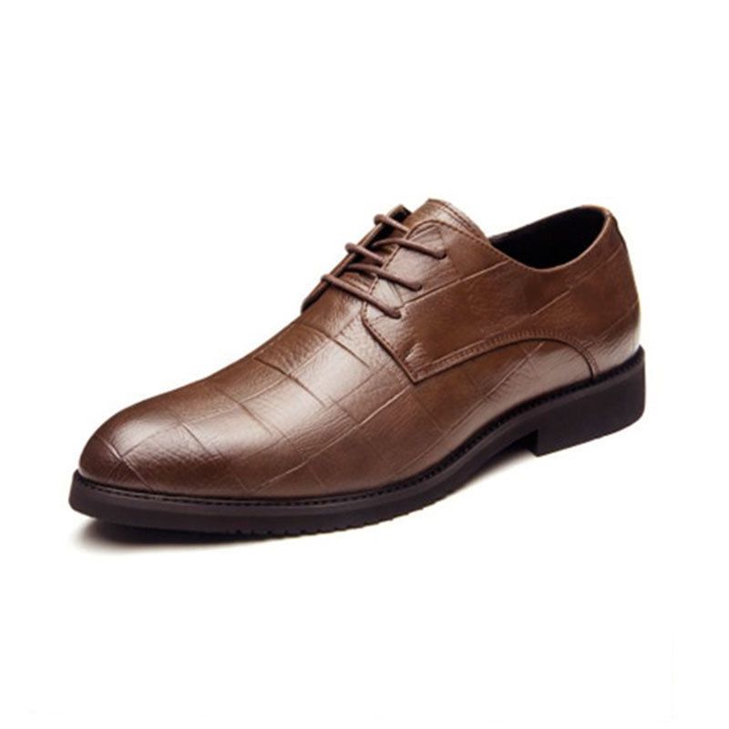Men's leather shoes spring fashion casual leather shoes business shoes texture glossy comfortable soft sole slip-on men's leather shoes_vogvips.com