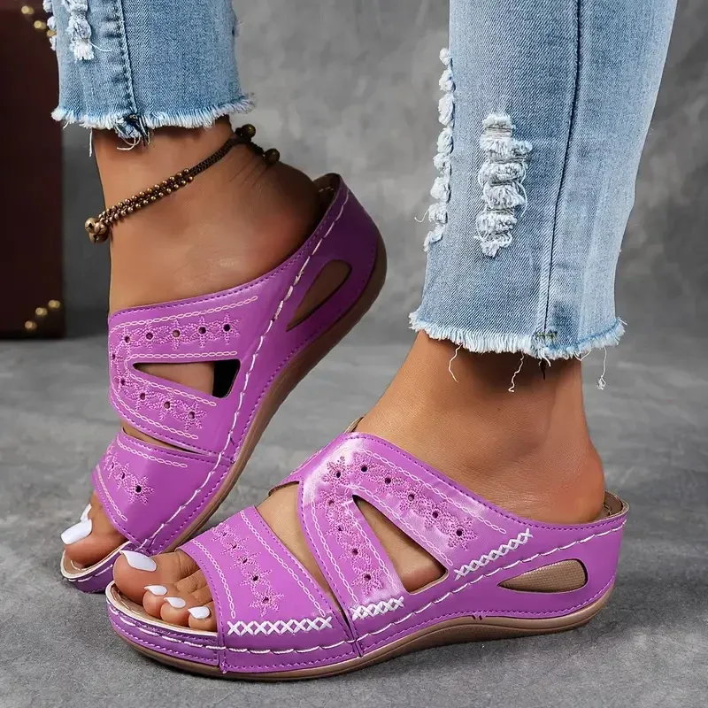 Summer Wedge Premium Orthopedic Sandals Open Toe Vintage Slippers New Casual Platform Shoes Female Slides Women_vogvips.com