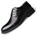Men's Leather Perforated Breathable Summer Dress Shoes With Hidden Heel Black_vogvips.com