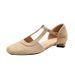 N3211-1 French Retro T-strap Chunky Heel Shoes, 26 New Models, Shallow Pointed Toe, Breathable Mid-heel Shoes With Soft_vogvips.com