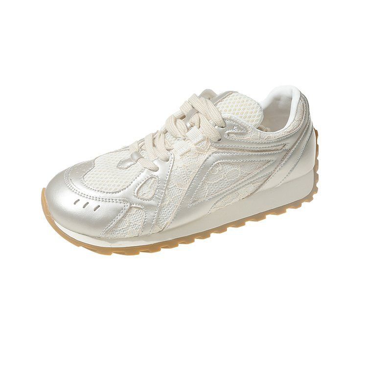 Lace-Trimmed German Army Trainers - Women's Chunky Platform Sneakers (Breathable Mesh, Retro Running Shoe Style, Lightweight For Summer)_vogvips.com