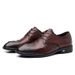 Euro Step First Layer Cowhide British Style Men's Genuine Autumn Pointed Business Formal Alligator Pattern Brown Leather Shoes_vogvips.com