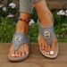 New Plus Size Women's Flip Flops For Casual Wear, Comfortable And Thick Soled Rhinestone Beach Sandals_vogvips.com