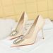 3391-K30 Korean Fashion Banquet High Slim Shallow Mouth Pointed Lacquer Skin Snake Pattern Water Diamond Buckle Single_vogvips.com