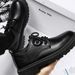 European Warm Series Autumn Winter Suit Leather Men Waterproof Casual Student Height Increasing Soft Sole Black Big Toe Shoes British Style_vogvips.com