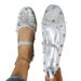 New Mesh Breathable Flat Flat Ballet Shoes Bow Rhinestones_vogvips.com