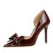 Elegant Women's High Heel Dress Shoes With Side Cut-Out, Rhinestone Bow & Pointed Toe For Evening Parties Rhinestone Bowknot High Heels_vogvips.com